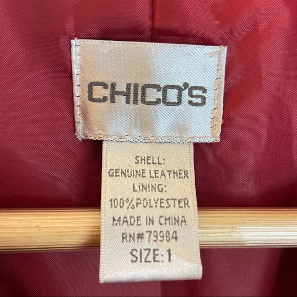 Chico’s Red Button Front Leather Jacket - Picture 5 of 9